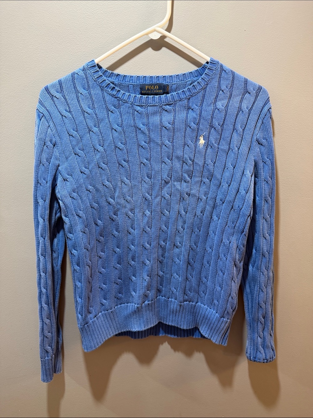Polo by Ralph Lauren Light Blue Cable Knit Crewneck Sweater